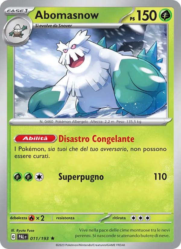 Carta Abomasnow dell'espansione Evoluzioni a Paldea, numero 011/193