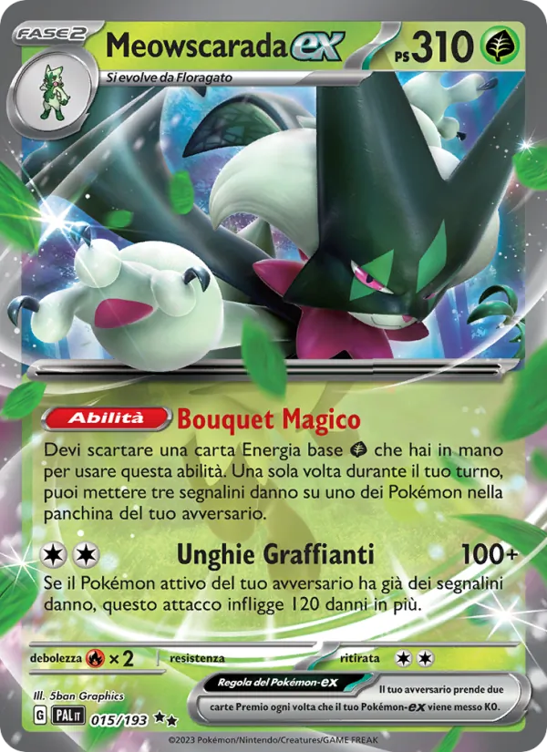 Carta Meowscarada-ex dell'espansione Evoluzioni a Paldea, numero 015/193