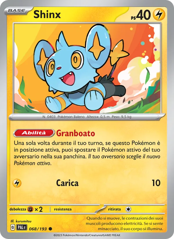 Carta Shinx dell'espansione Evoluzioni a Paldea, numero 068/193