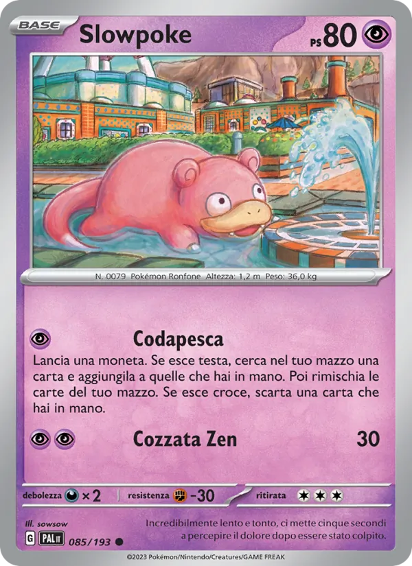 Carta Slowpoke dell'espansione Evoluzioni a Paldea, numero 085/193