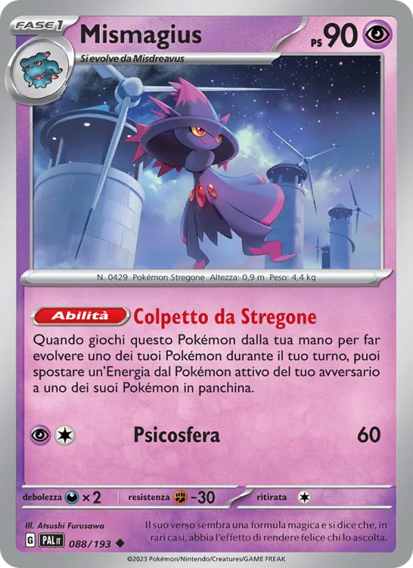 Carta Mismagius dell'espansione Evoluzioni a Paldea, numero 088/193