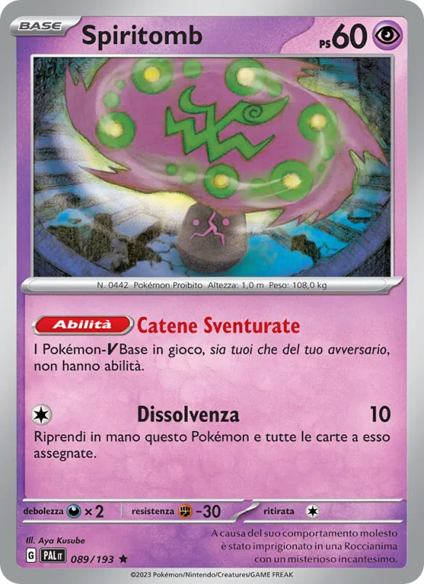 Carta Spiritomb dell'espansione Evoluzioni a Paldea, numero 089/193
