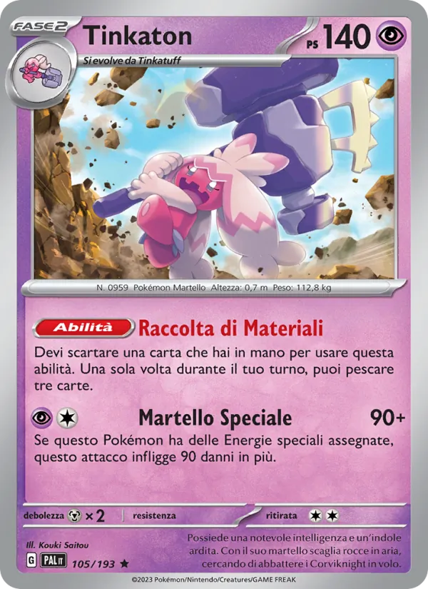 Carta Tinkaton dell'espansione Evoluzioni a Paldea, numero 105/193