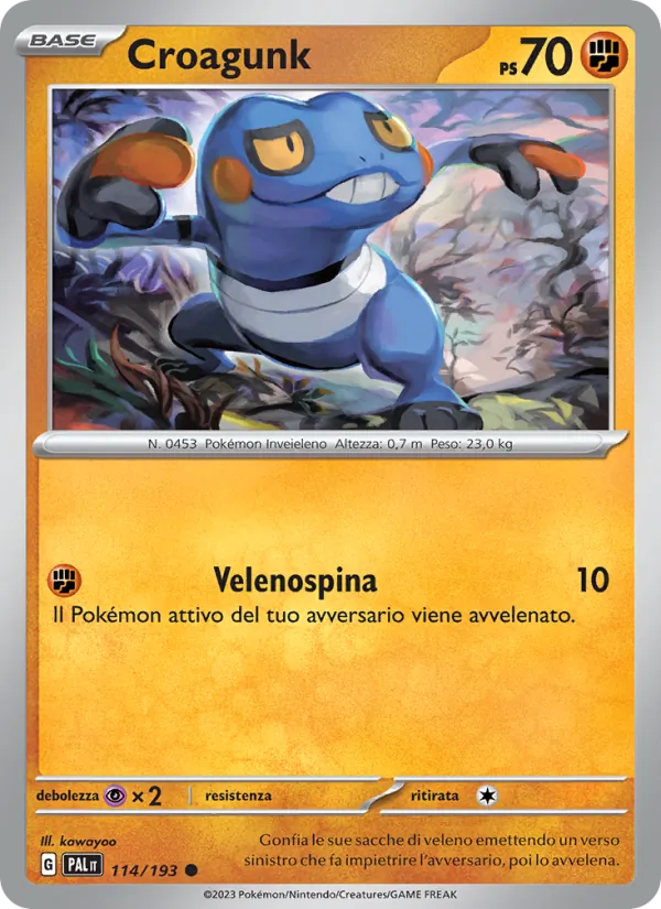 Carta Croagunk dell'espansione Evoluzioni a Paldea, numero 114/193