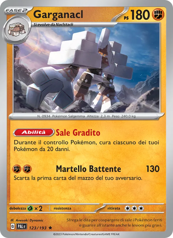 Carta Garganacl dell'espansione Evoluzioni a Paldea, numero 123/193