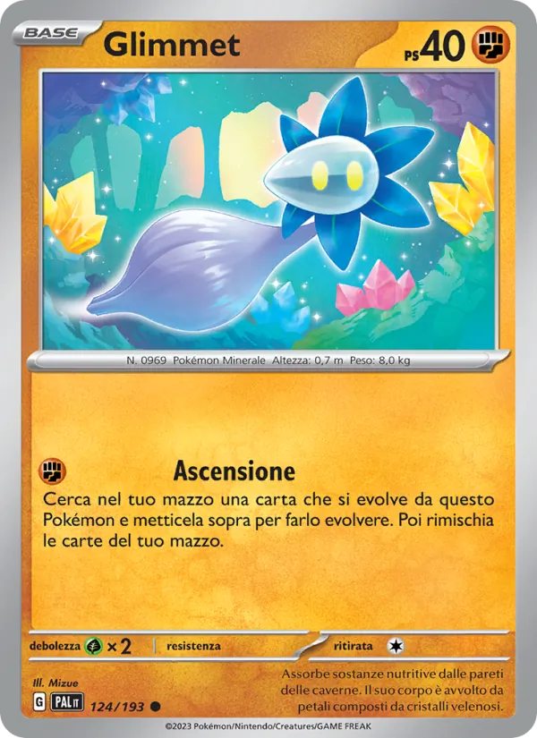 Carta Glimmet dell'espansione Evoluzioni a Paldea, numero 124/193