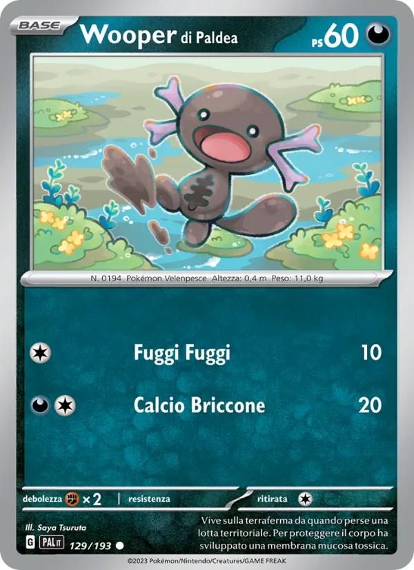 Carta Wooper di Paldea dell'espansione Evoluzioni a Paldea, numero 129/193