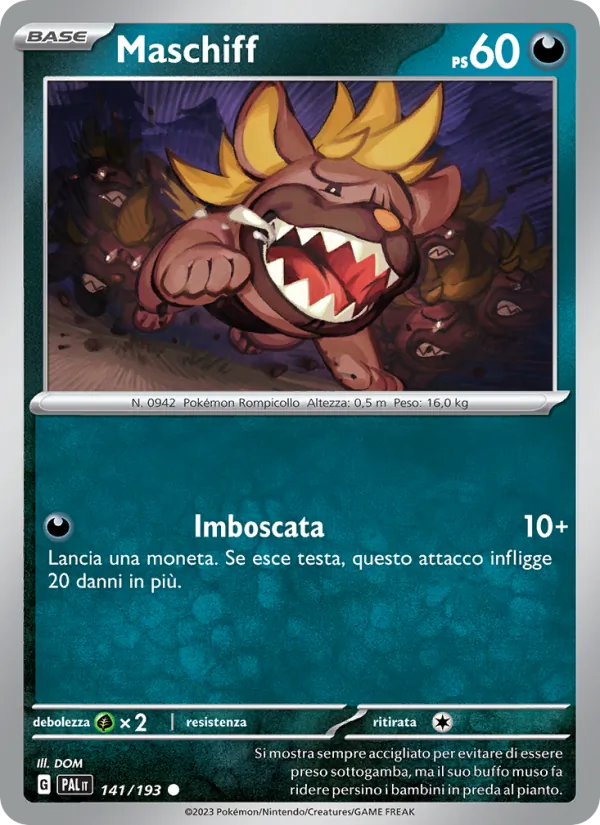 Carta Maschiff dell'espansione Evoluzioni a Paldea, numero 141/193