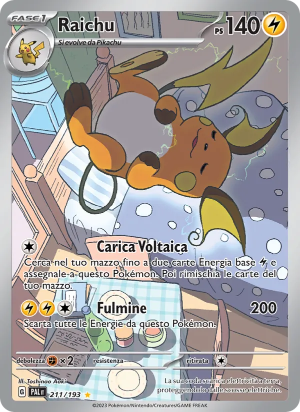 Carta Raichu dell'espansione Evoluzioni a Paldea, numero 211/193