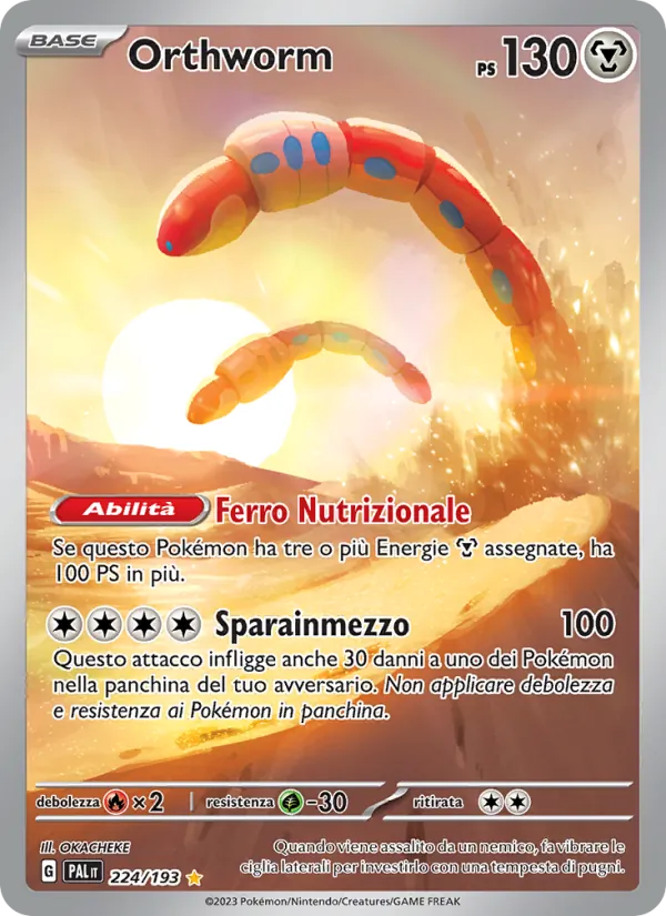 Carta Orthworm dell'espansione Evoluzioni a Paldea, numero 224/193