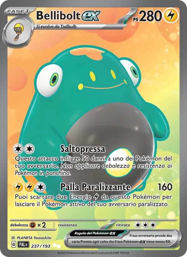 Carta Bellibolt-ex dell'espansione Evoluzioni a Paldea, numero 237/193