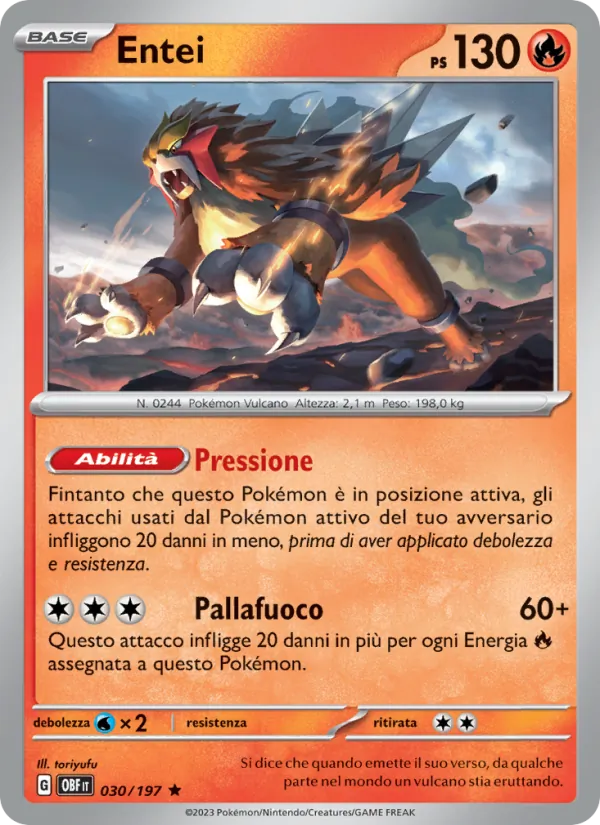 Carta Entei dell'espansione Ossidiana Infuocata, numero 030/197