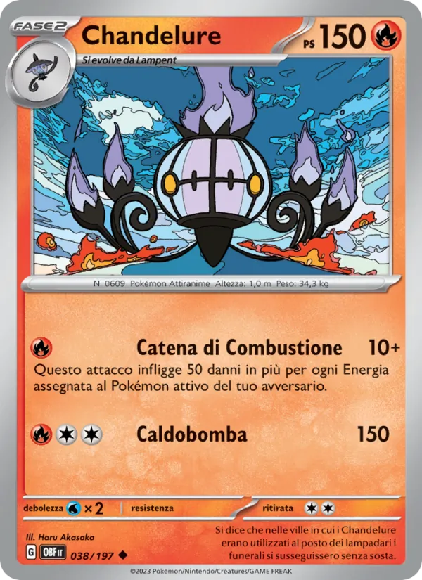 Carta Chandelure dell'espansione Ossidiana Infuocata, numero 038/197