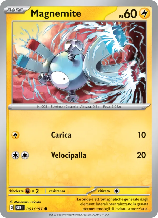 Carta Magnemite dell'espansione Ossidiana Infuocata, numero 063/197