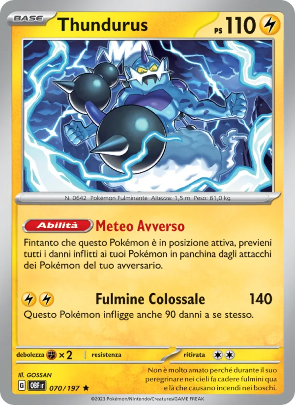 Carta Thundurus dell'espansione Ossidiana Infuocata, numero 070/197