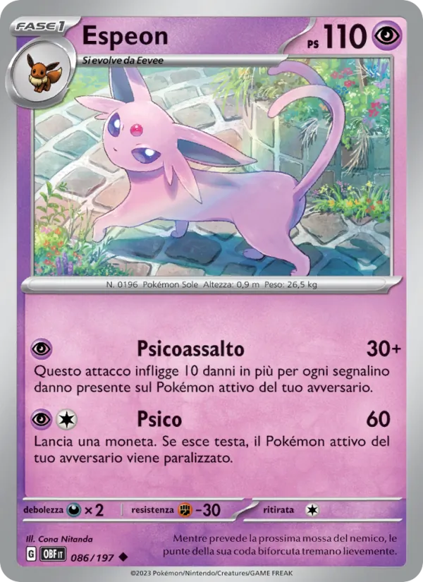 Carta Espeon dell'espansione Ossidiana Infuocata, numero 086/197