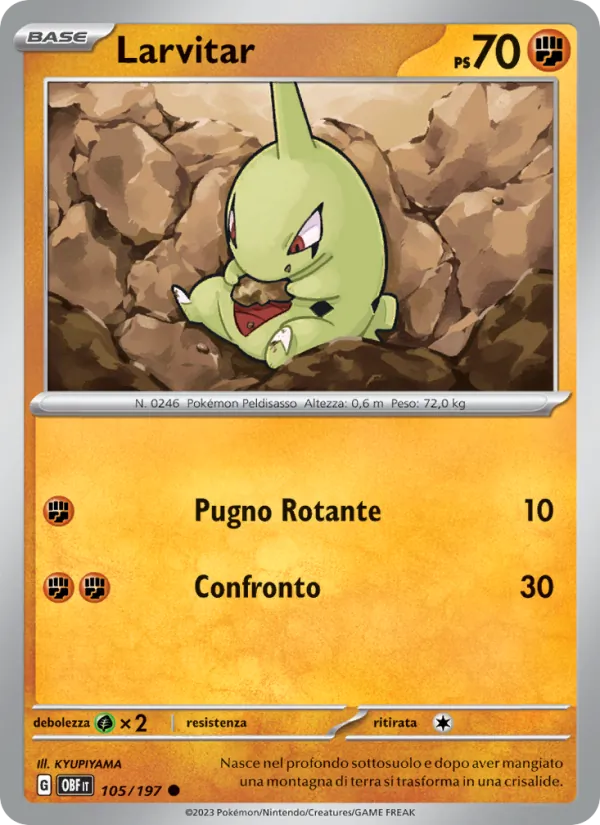 Carta Larvitar dell'espansione Ossidiana Infuocata, numero 105/197