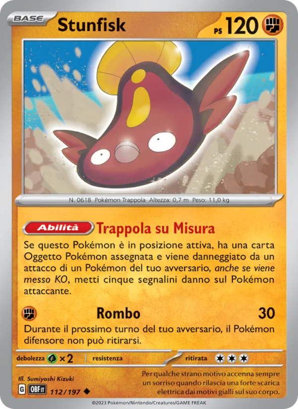 Carta Stunfisk dell'espansione Ossidiana Infuocata, numero 112/197
