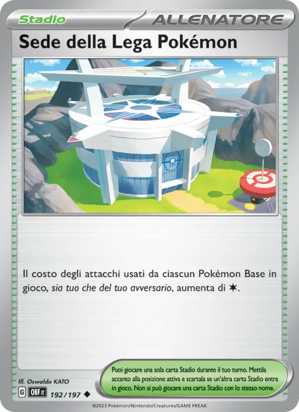 Carta Sede della Lega Pokémon dell'espansione Ossidiana Infuocata, numero 192/197