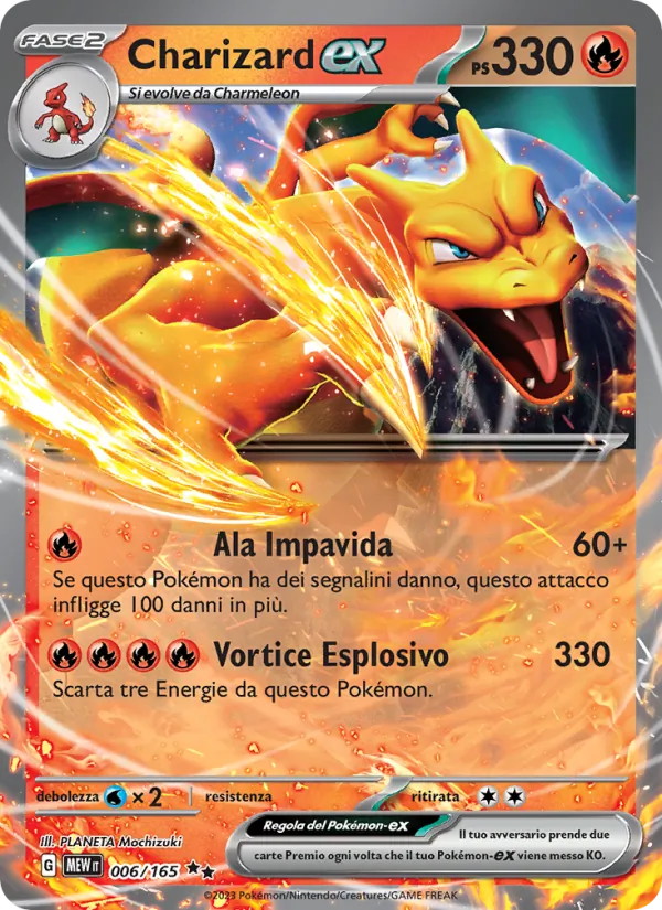Carta Charizard-ex dell'espansione 151, numero 006/165