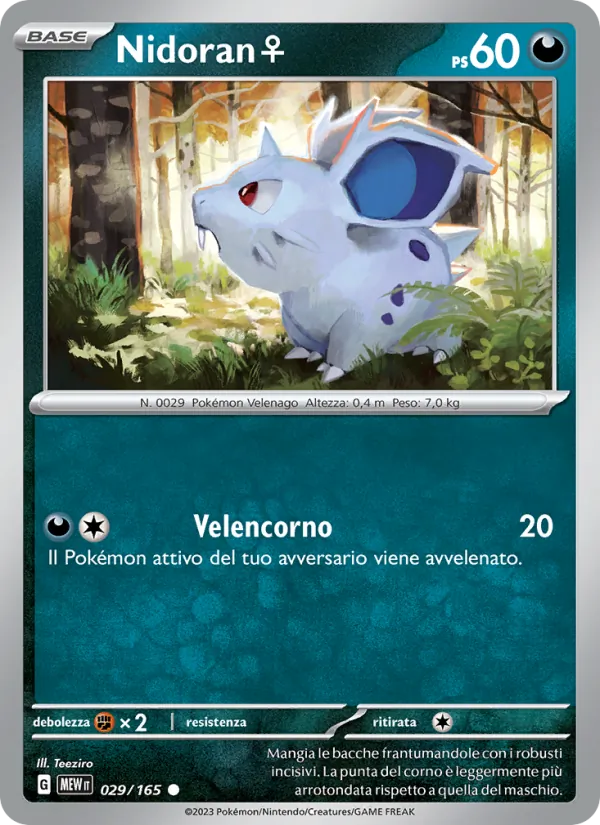 Carta Nidoran♀ dell'espansione 151, numero 029/165