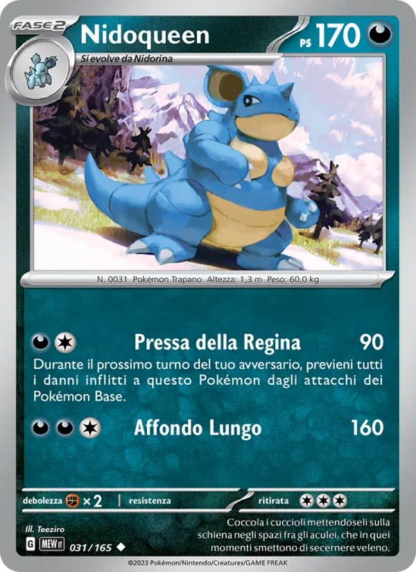Carta Nidoqueen dell'espansione 151, numero 031/165
