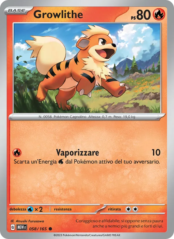 Carta Growlithe dell'espansione 151, numero 058/165