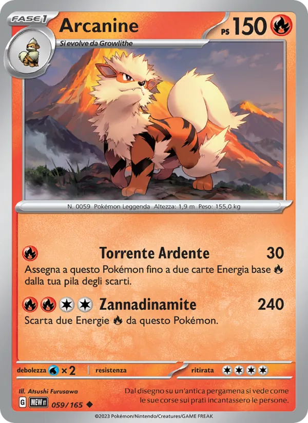 Carta Arcanine dell'espansione 151, numero 059/165