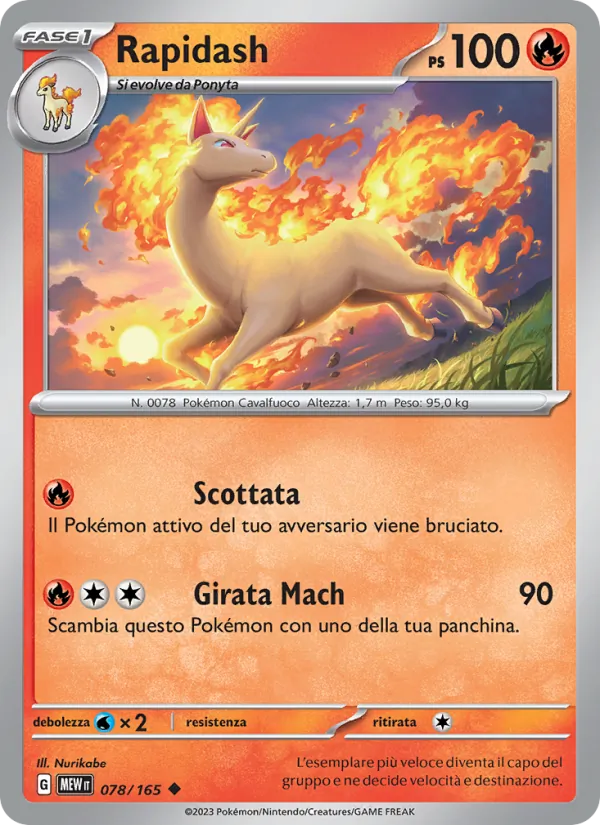 Carta Rapidash dell'espansione 151, numero 078/165