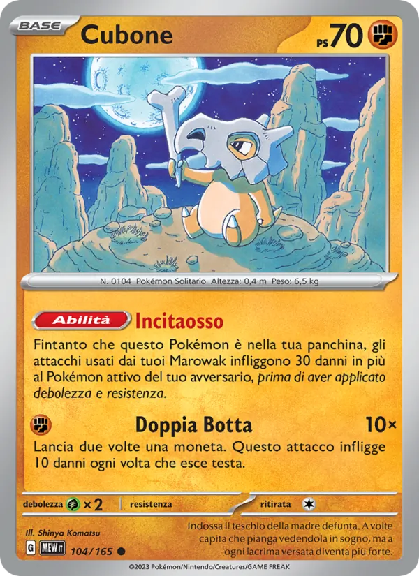 Carta Cubone dell'espansione 151, numero 104/165