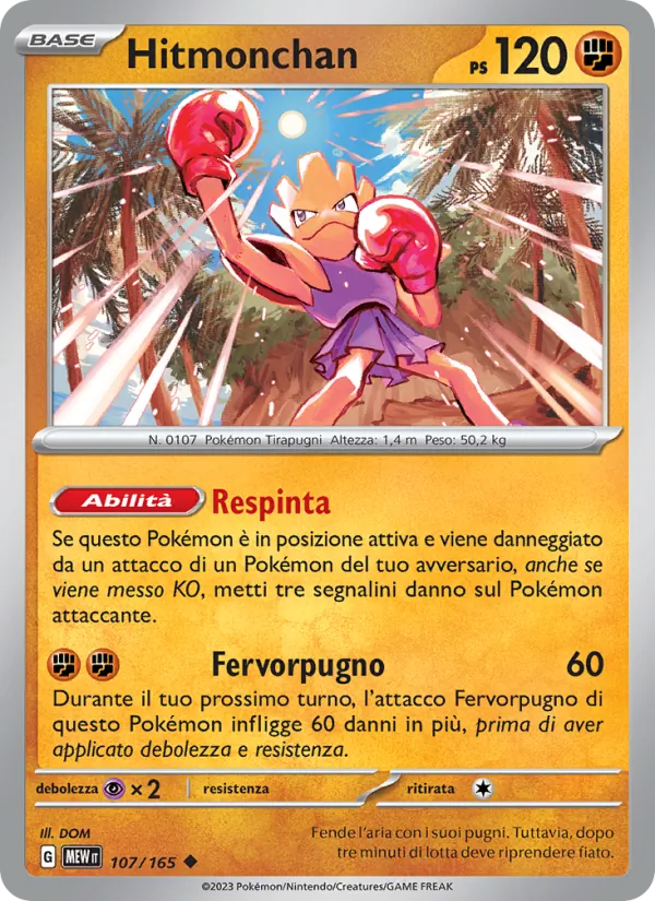 Carta Hitmonchan dell'espansione 151, numero 107/165