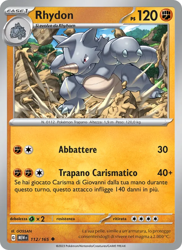 Carta Rhydon dell'espansione 151, numero 112/165