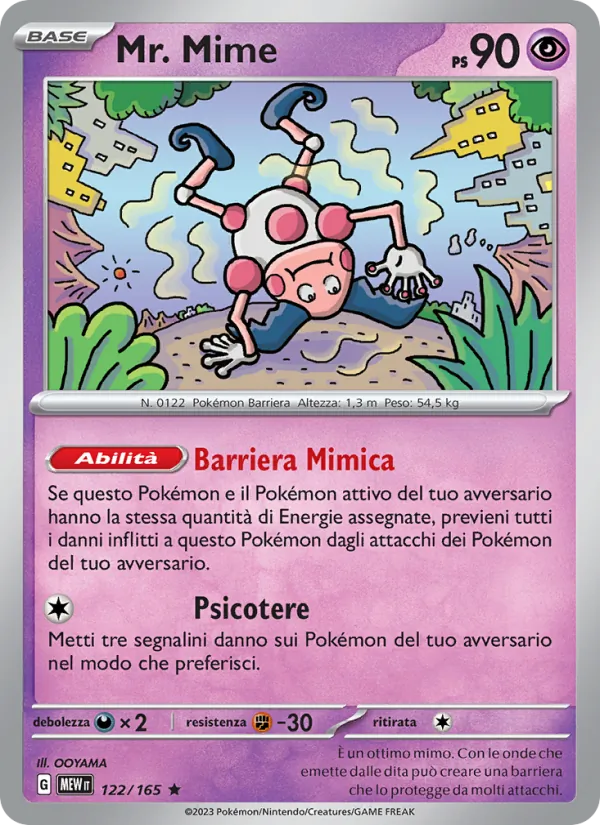Carta Mr. Mime dell'espansione 151, numero 122/165
