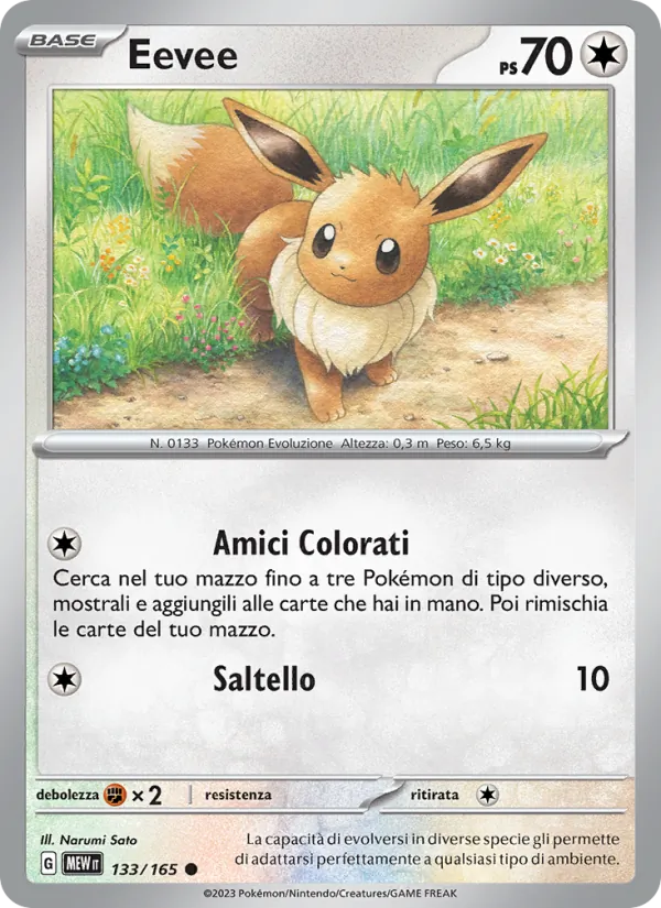 Carta Eevee dell'espansione 151, numero 133/165