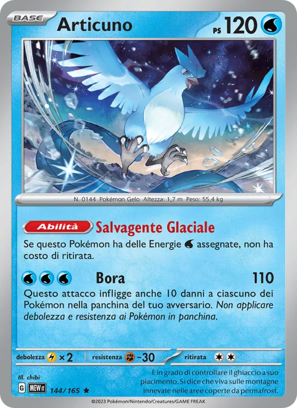 Carta Articuno dell'espansione 151, numero 144/165