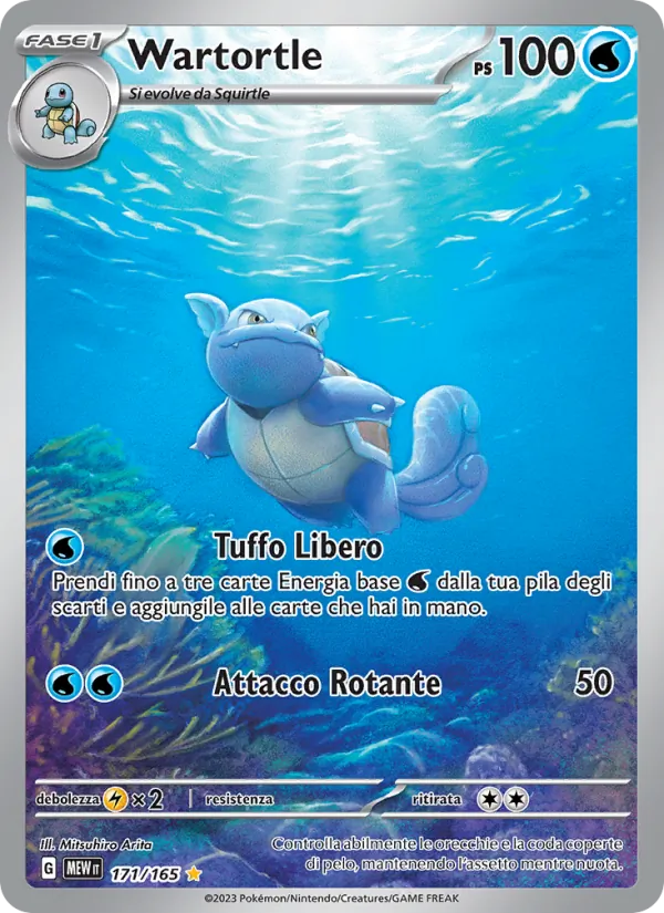 Carta Wartortle dell'espansione 151, numero 171/165