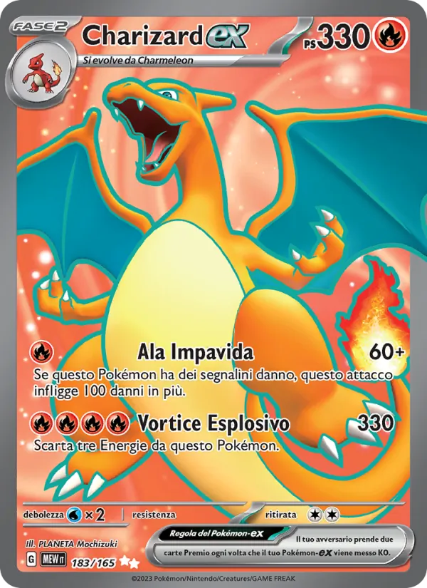 Carta Charizard-ex dell'espansione 151, numero 183/165