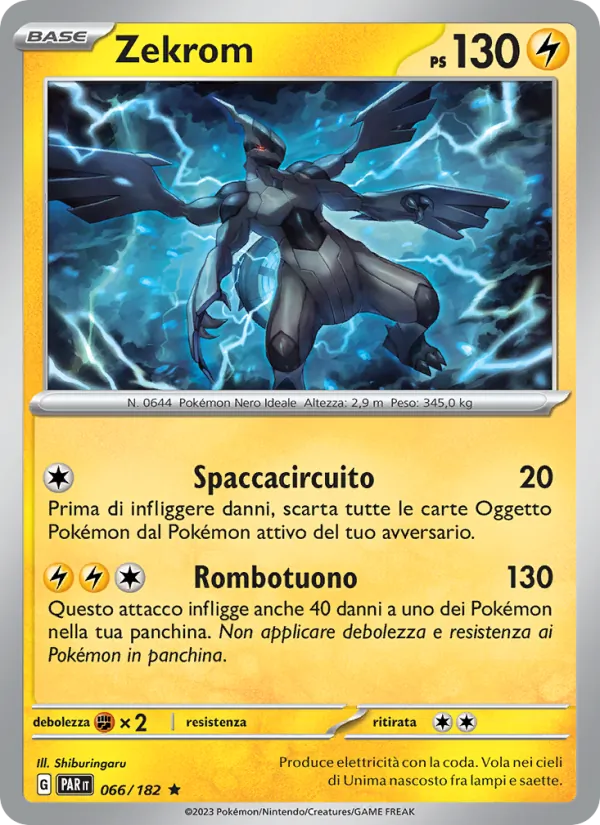 Carta Zekrom dell'espansione Paradosso Temporale, numero 066/182
