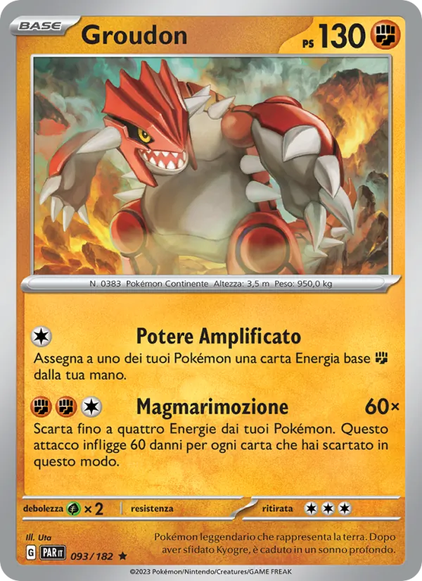 Carta Groudon dell'espansione Paradosso Temporale, numero 093/182