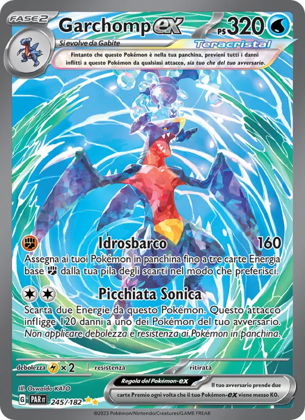 Carta Garchomp-ex dell'espansione Paradosso Temporale, numero 245/182