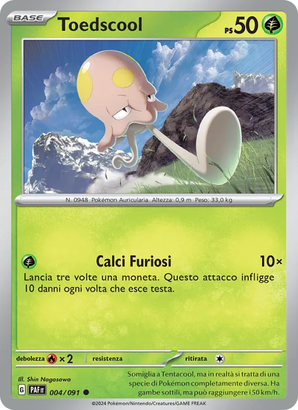 Carta Toedscool dell'espansione Destino di Paldea, numero 004/91