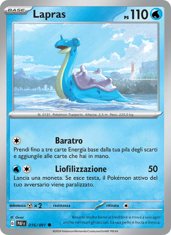 Carta Lapras dell'espansione Destino di Paldea, numero 016/91