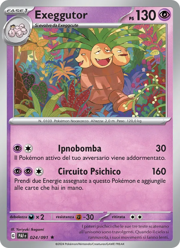 Carta Exeggutor dell'espansione Destino di Paldea, numero 024/91