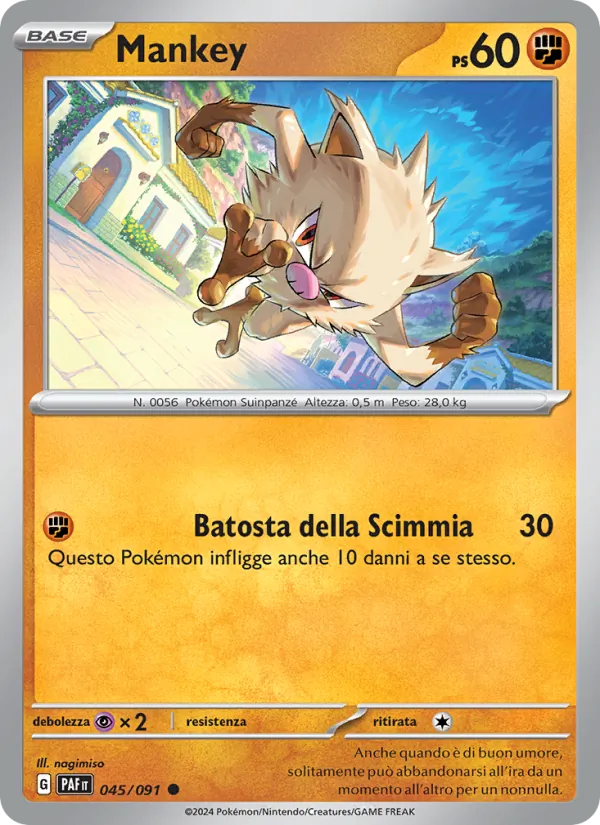 Carta Mankey dell'espansione Destino di Paldea, numero 045/91