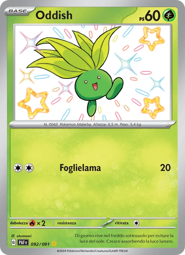 Carta Oddish dell'espansione Destino di Paldea, numero 092/91