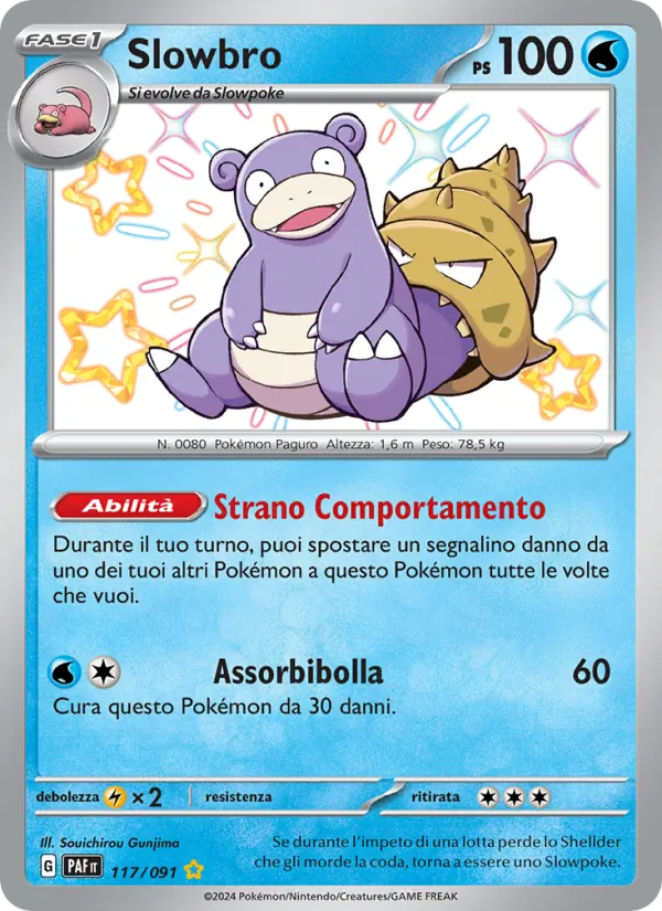 Carta Slowbro dell'espansione Destino di Paldea, numero 117/91