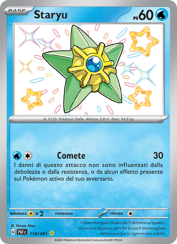 Carta Staryu dell'espansione Destino di Paldea, numero 118/91