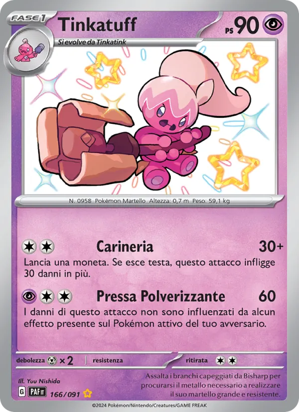 Carta Tinkatuff dell'espansione Destino di Paldea, numero 166/91