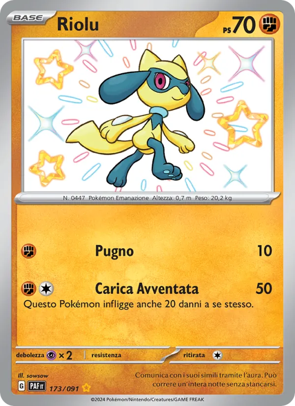 Carta Riolu dell'espansione Destino di Paldea, numero 173/91