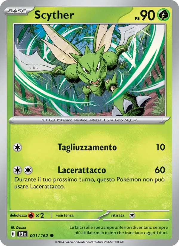 Carta Scyther dell'espansione Cronoforze, numero 001/162